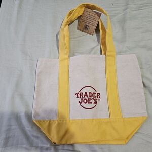 Trader Joe's Yellow and White Tote Bag